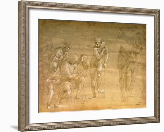 Pythagoras, Drawing for the "School of Athens" Fresco-Raphael-Framed Giclee Print