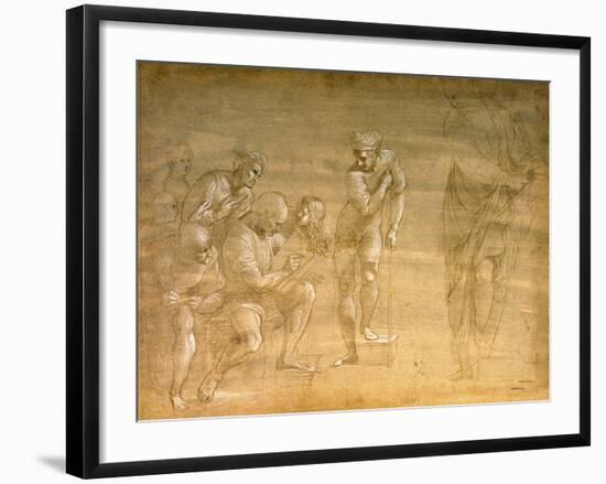 Pythagoras, Drawing for the "School of Athens" Fresco-Raphael-Framed Giclee Print