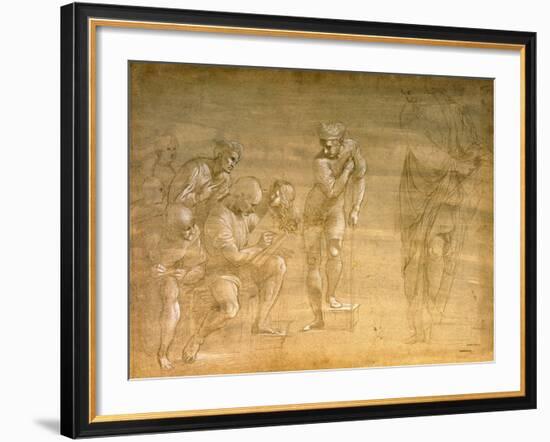 Pythagoras, Drawing for the "School of Athens" Fresco-Raphael-Framed Giclee Print