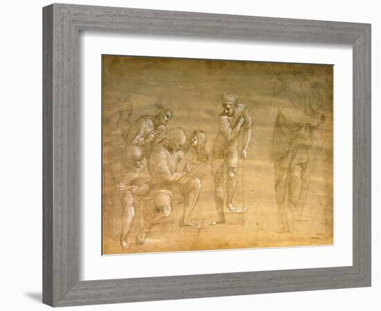 Pythagoras, Drawing for the "School of Athens" Fresco-Raphael-Framed Giclee Print