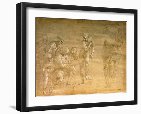 Pythagoras, Drawing for the "School of Athens" Fresco-Raphael-Framed Giclee Print