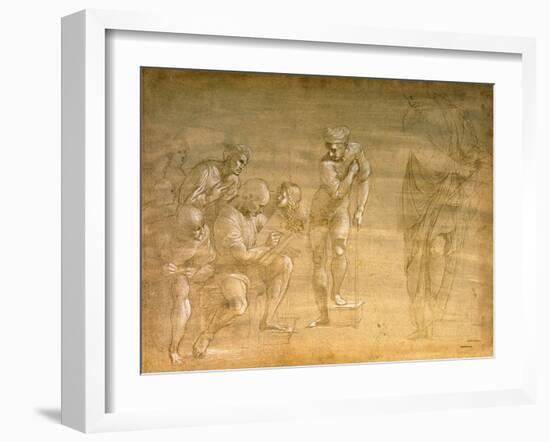 Pythagoras, Drawing for the "School of Athens" Fresco-Raphael-Framed Giclee Print