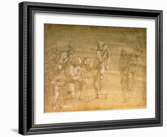 Pythagoras, Drawing for the "School of Athens" Fresco-Raphael-Framed Giclee Print