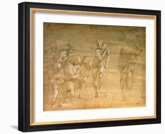 Pythagoras, Drawing for the "School of Athens" Fresco-Raphael-Framed Giclee Print