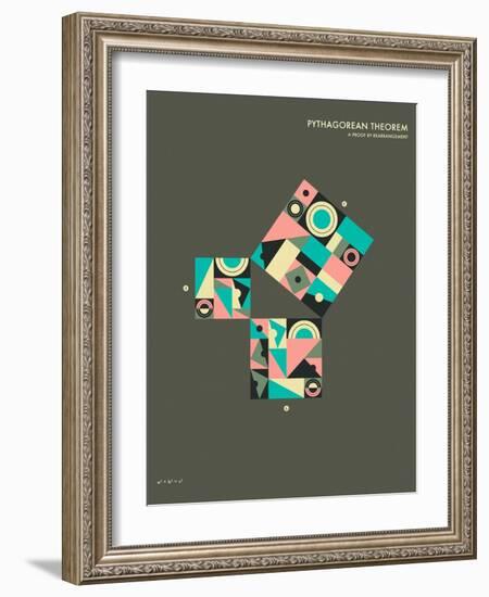 Pythagorean Theorem: A Proof by Rearrangement-Jazzberry Blue-Framed Art Print