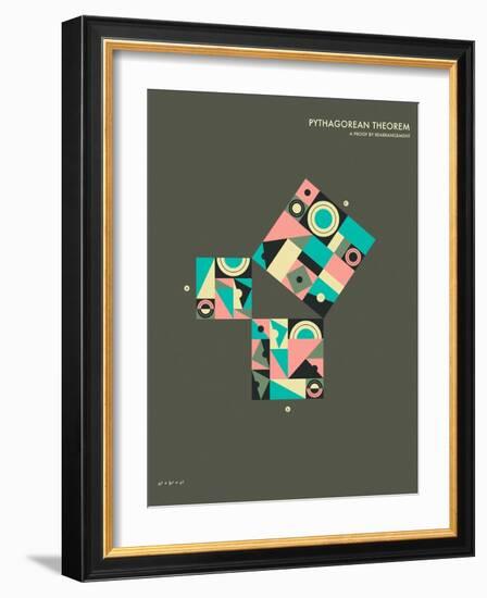 Pythagorean Theorem: A Proof by Rearrangement-Jazzberry Blue-Framed Art Print