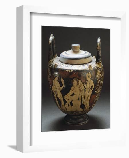 Pyx Representing Eros in Mirror, Red-Figure Pottery from Workshop of Taranto, Apulia, Italy BC-null-Framed Giclee Print