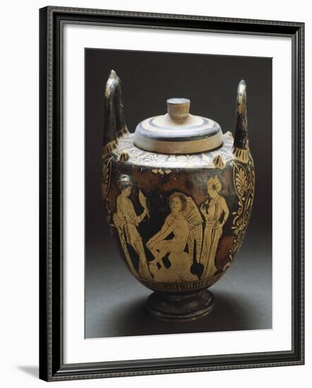 Pyx Representing Eros in Mirror, Red-Figure Pottery from Workshop of Taranto, Apulia, Italy BC--Framed Giclee Print