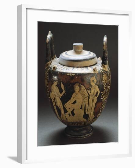 Pyx Representing Eros in Mirror, Red-Figure Pottery from Workshop of Taranto, Apulia, Italy BC-null-Framed Giclee Print