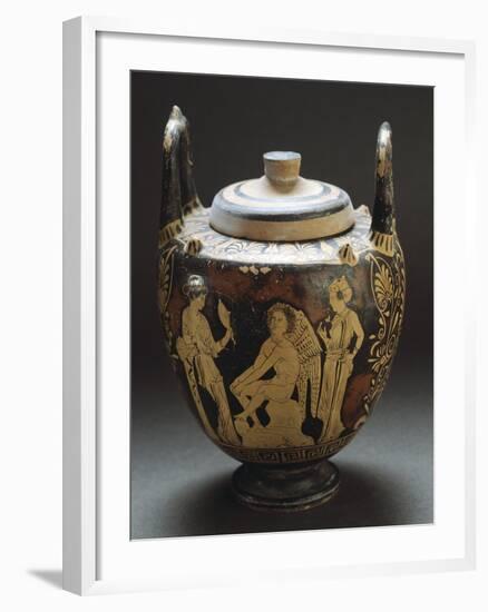 Pyx Representing Eros in Mirror, Red-Figure Pottery from Workshop of Taranto, Apulia, Italy BC-null-Framed Giclee Print