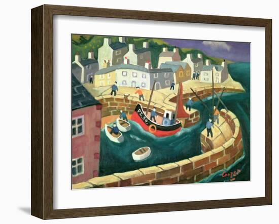 PZ.54. in Mousehole Harbour, Cornwall-William Cooper-Framed Giclee Print