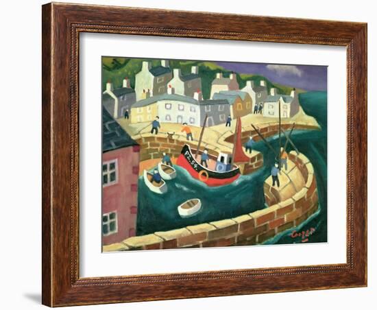 PZ.54. in Mousehole Harbour, Cornwall-William Cooper-Framed Giclee Print