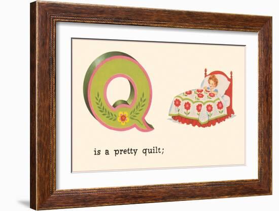 Q is a Pretty Quilt-null-Framed Art Print