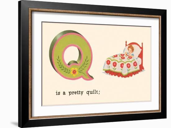 Q is a Pretty Quilt-null-Framed Art Print