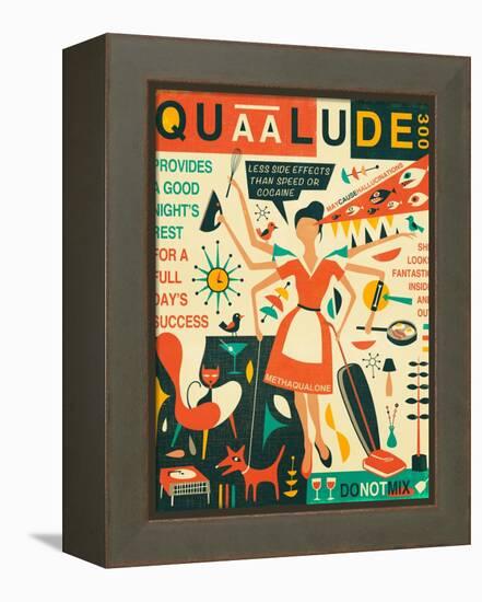 Q is for Quaalude-Jazzberry Blue-Framed Stretched Canvas