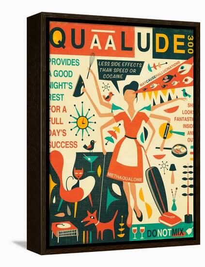 Q is for Quaalude-Jazzberry Blue-Framed Stretched Canvas