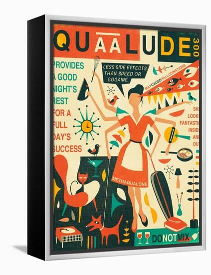Q is for Quaalude-Jazzberry Blue-Framed Stretched Canvas
