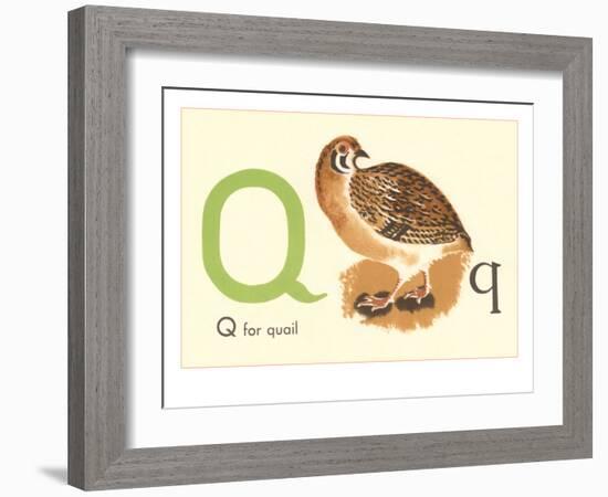 Q is for Quail-null-Framed Art Print