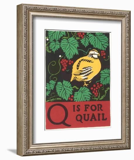 Q is for Quail-null-Framed Premium Giclee Print