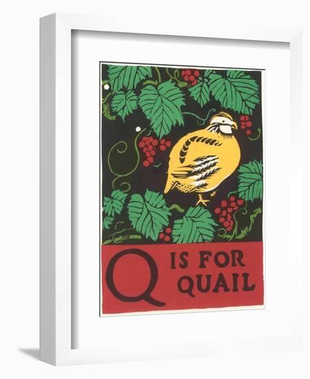 Q is for Quail-null-Framed Premium Giclee Print