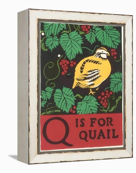 Q is for Quail-null-Framed Stretched Canvas