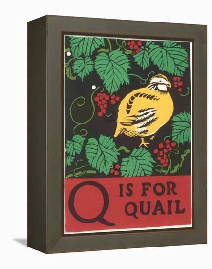 Q is for Quail-null-Framed Stretched Canvas