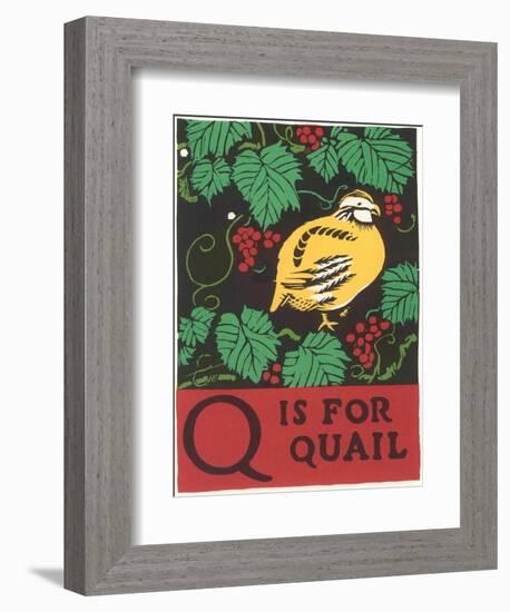 Q is for Quail-null-Framed Art Print