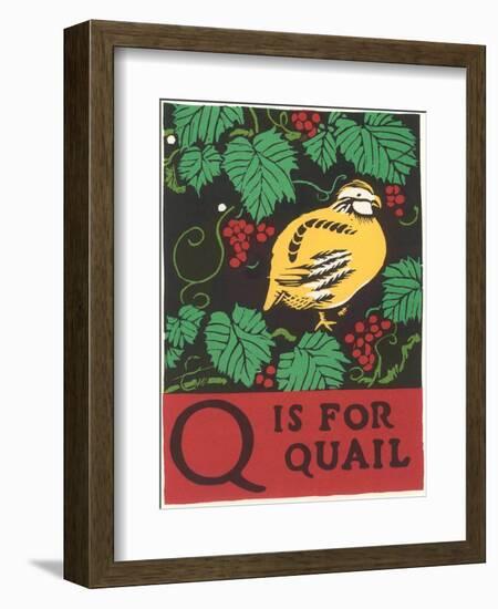 Q is for Quail-null-Framed Art Print