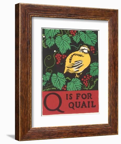 Q is for Quail-null-Framed Art Print