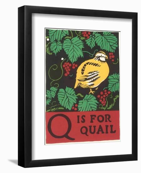 Q is for Quail-null-Framed Art Print