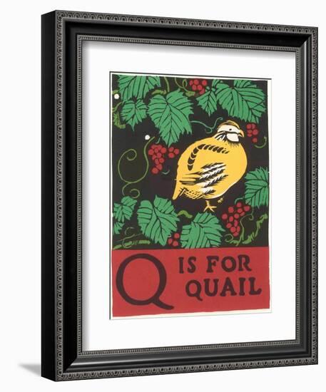 Q is for Quail-null-Framed Art Print