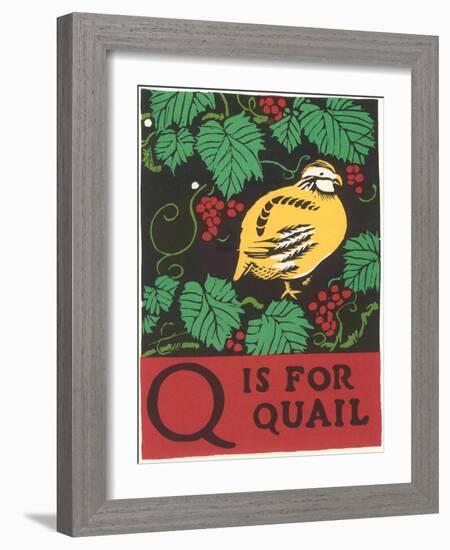 Q is for Quail-null-Framed Art Print