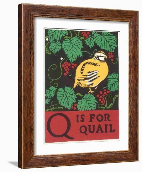 Q is for Quail-null-Framed Art Print