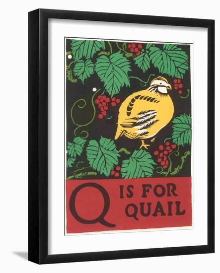 Q is for Quail-null-Framed Art Print