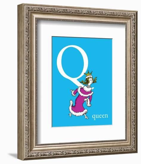 Q is for Queen (blue)-Theodor (Dr. Seuss) Geisel-Framed Art Print