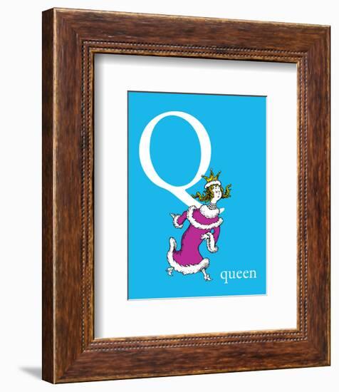 Q is for Queen (blue)-Theodor (Dr. Seuss) Geisel-Framed Art Print