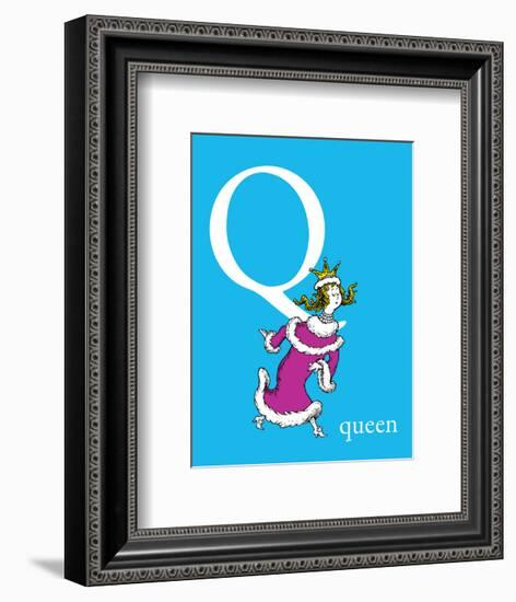 Q is for Queen (blue)-Theodor (Dr. Seuss) Geisel-Framed Art Print