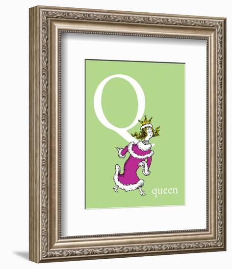 Q is for Queen (green)-Theodor (Dr. Seuss) Geisel-Framed Art Print