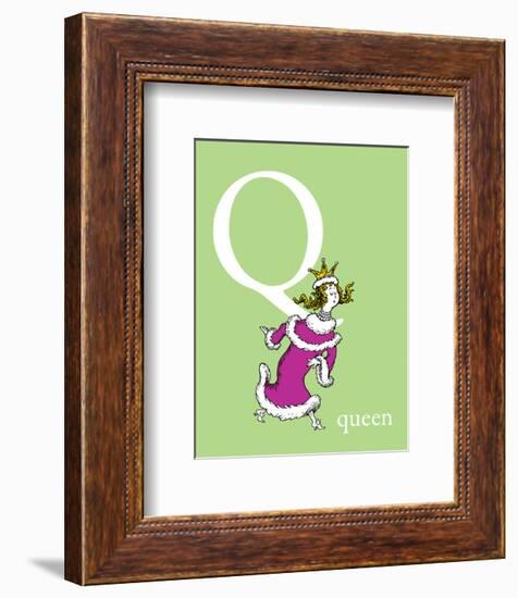 Q is for Queen (green)-Theodor (Dr. Seuss) Geisel-Framed Art Print