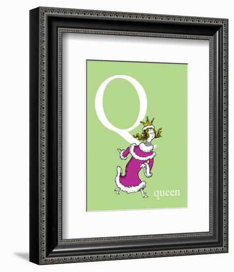 Q is for Queen (green)-Theodor (Dr. Seuss) Geisel-Framed Art Print