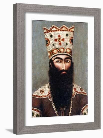 Qajar Royal Portrait; Probably Fath 'Ali Shah (1772-1834), C.1810-Mihr 'Ali-Framed Giclee Print