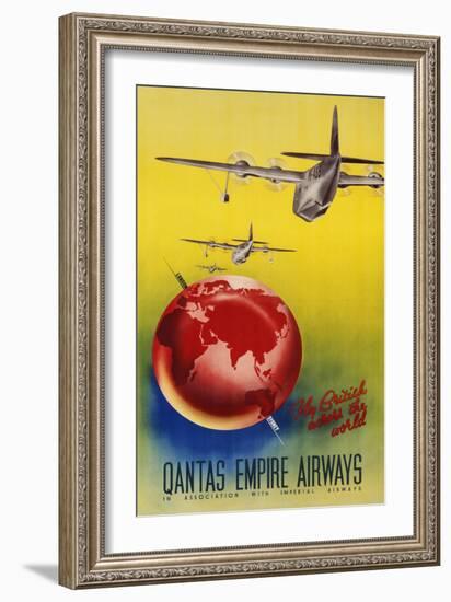 Qantas Empire Airways, London, Sydney, 1935-null-Framed Giclee Print