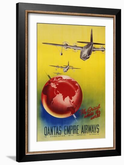 Qantas Empire Airways, London, Sydney, 1935-null-Framed Giclee Print