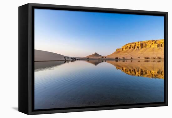 Qarun Lake, Faiyum Oasis, Egypt. Reflections in Qarun Lake in the desert.-Emily Wilson-Framed Premier Image Canvas