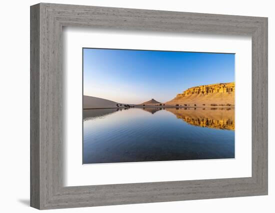 Qarun Lake, Faiyum Oasis, Egypt. Reflections in Qarun Lake in the desert.-Emily Wilson-Framed Photographic Print