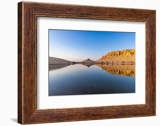 Qarun Lake, Faiyum Oasis, Egypt. Reflections in Qarun Lake in the desert.-Emily Wilson-Framed Photographic Print