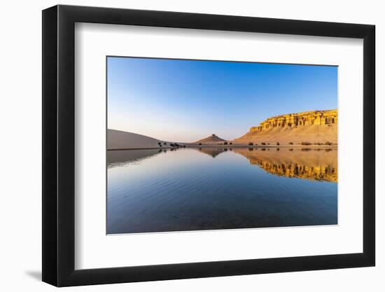 Qarun Lake, Faiyum Oasis, Egypt. Reflections in Qarun Lake in the desert.-Emily Wilson-Framed Photographic Print