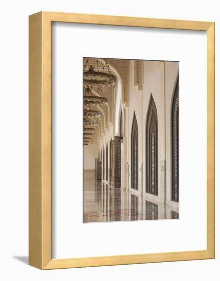 Qatar, Doha, Abdul Wahhab Mosque, the State Mosque of Qatar, Courtyard Walkway-Walter Bibikow-Framed Photographic Print