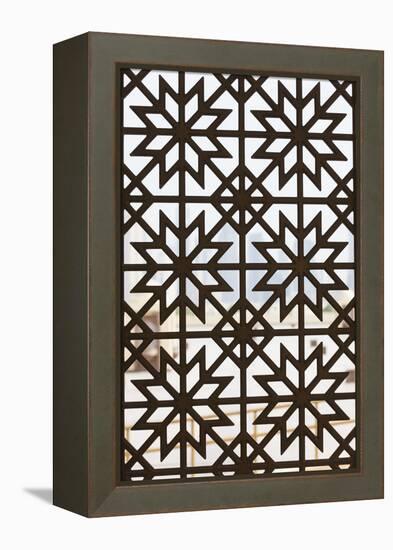 Qatar, Doha, Abdul Wahhab Mosque, the State Mosque of Qatar, Window Detail-Walter Bibikow-Framed Premier Image Canvas