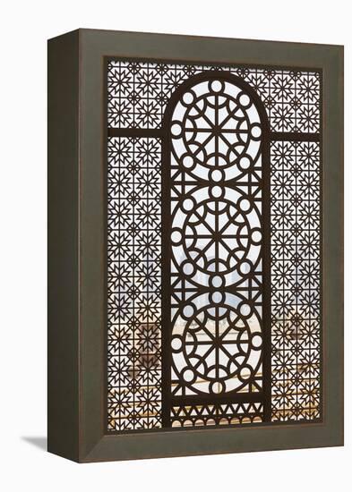 Qatar, Doha, Abdul Wahhab Mosque, the State Mosque of Qatar, Window Detail-Walter Bibikow-Framed Premier Image Canvas